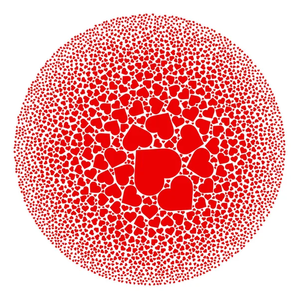 Corazón de amor icono redondo Globula Collage — Vector de stock