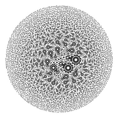 Geçiş Dişli Simgesi Yuvarlak Küme Kolajı