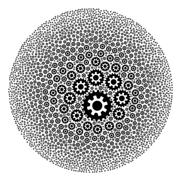 Zahnrad-Ikone Sphärisches Cluster-Mosaik — Stockvektor