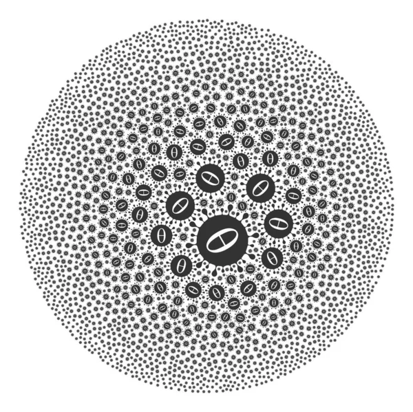 Tetta Covid Virus Icono Esférico Burbuja Collage — Archivo Imágenes Vectoriales