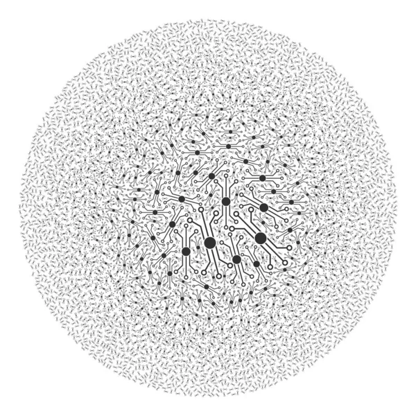 Chip Anslutningar Ikon Spheric Globula Collage — Stock vektor
