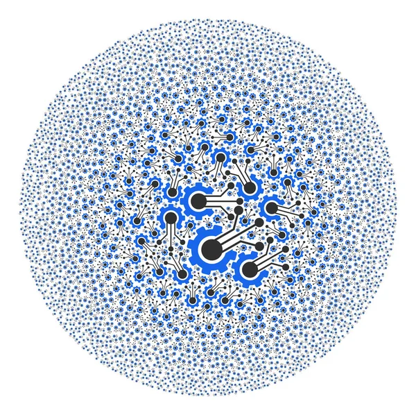 Sensor Cog Icon Spheric Cluster Collage — Stock Vector