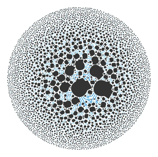 직접적 인 뇌의 연결 고리 Icon Round Cluster Colgrage — 스톡 벡터