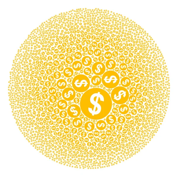 Долар Монета Іконка Сферична бульбашка Колаж — стоковий вектор