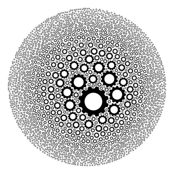 Collage de cluster sphérique d'icône de roue dentée — Image vectorielle