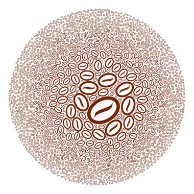 Kahve Fasulyesi Simgesi Yuvarlak Küre Kolajı