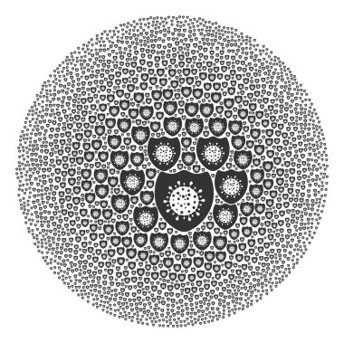 Virüs Kalkanı Simge Yuvarlak Küre Kolajı