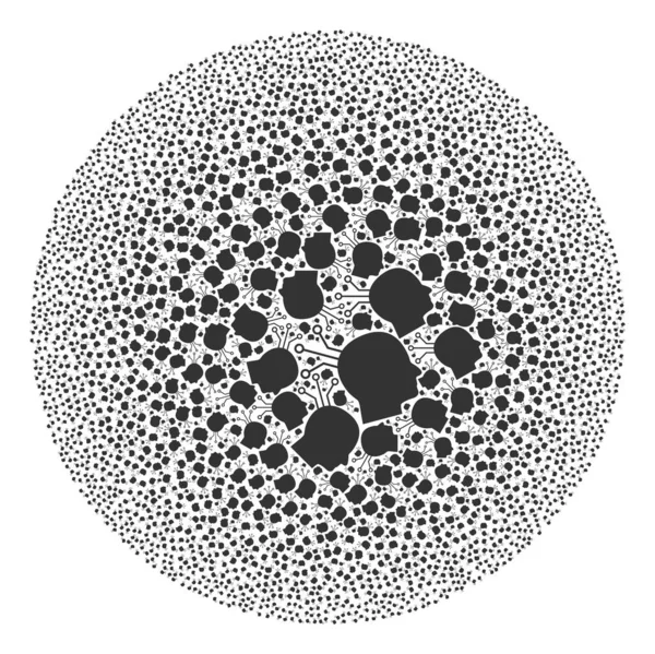Hjärnlänk ikonen runda kluster mosaik — Stock vektor