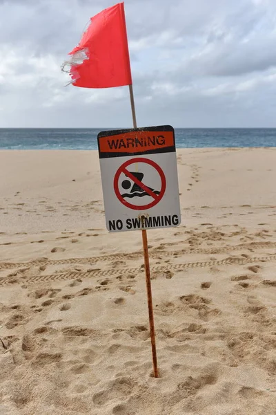 Señales Genéricas Advertencia Surf Natación Una Playa Imagen De Stock