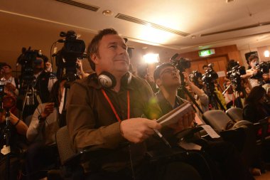 Kuala Lumpur, Malezya - 21 Mart 2014: Malezya Havayolları Uçuş MH370 'in kayboluşunun ardından Kuala Lumpur Uluslararası Havalimanı' nda basın toplantısı düzenlendi.