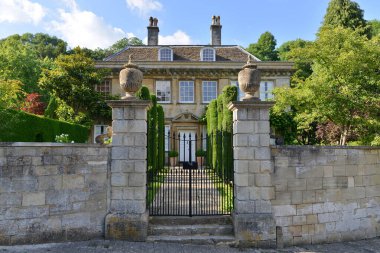 Exterior wall and entrance of an English country mansion house