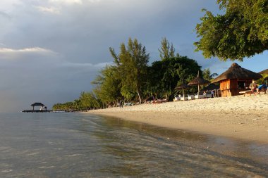 Hawaii 'nin Pasifik Adasında Güzel Tropikal Kumsal Manzarası Yumuşak Okyanus Dalgaları