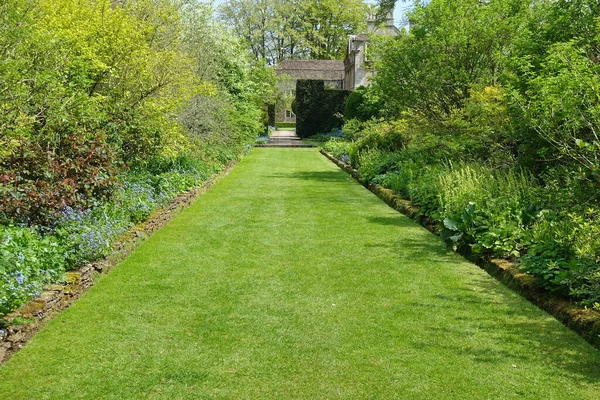 Caminho Através Belo Parque Estilo Inglês Com Plantas Verdes — Fotografia de Stock