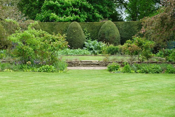 Scenic View Beautiful English Style Landscape Garden Green Freshly Mowed — стокове фото