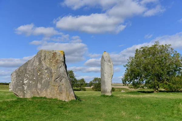 Vista Pedras Pré Históricas Aldeia Avebury Wiltshire Inglaterra — Fotografia de Stock