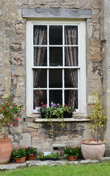 Vue Une Fenêtre Maison Campagne Traditionnelle — Photo