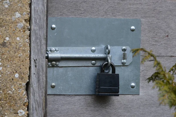 Close View Door Locked Padlock — Stock Photo, Image