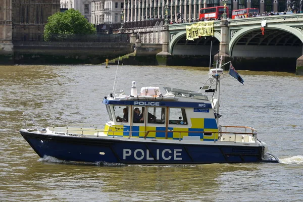 London May 2015 Police Riverboat Patrols River Thames City Westminster — Stock Photo, Image
