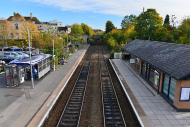 Platforms are seen at a railway station in the town center on October 20, 2015 in Trowbridge, UK. Opened in 1848 the station operates on the Wessex Main Line with an annual ridership of 850,000.