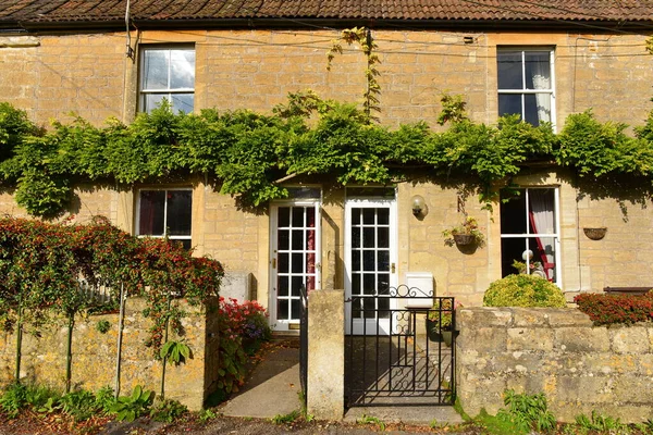 View Beautiful Old Terraced Cottages Gardens Street English Town — Stock Photo, Image