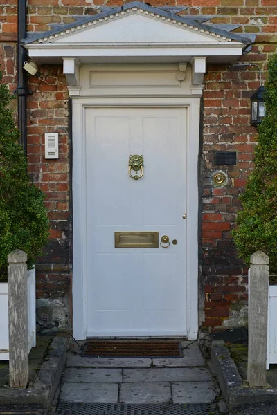 Veduta Una Porta Ingresso Portico Una Bella Casa Vecchia Una — Foto Stock