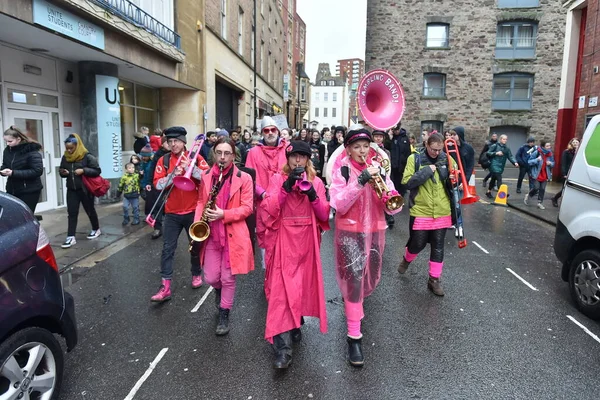 Environment Activists Playing Musical Band Join Greta Thunberg Bristol Youth — Stock Photo, Image