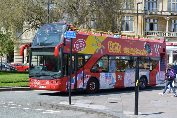 Red Bus Carries Passenger City Tour Landmark Royal Circus May — стоковое фото