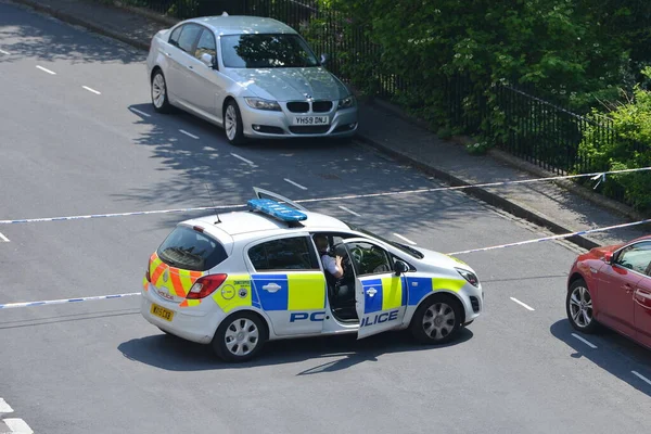 Police Parked Roadblock Incident City Centre May 2016 Bath Police — Foto Stock