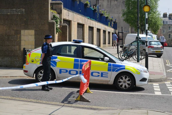 Police Parked Roadblock Incident City Centre May 2016 Bath Police — стоковое фото