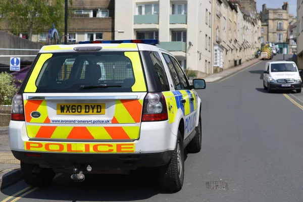 Police Parked Roadblock Incident City Centre May 2016 Bath Police — стоковое фото