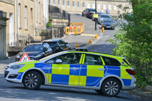 Police Parked Roadblock Incident City Centre May 2016 Bath Police — Fotografie, imagine de stoc