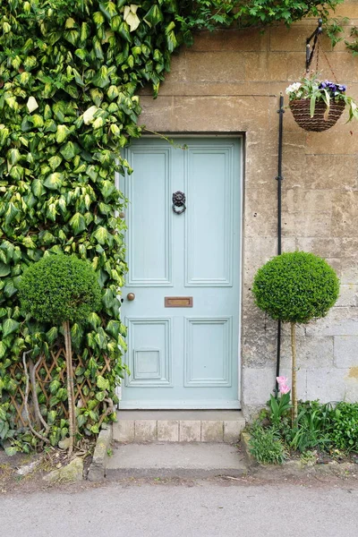 Exterior View Traditional Stone Cottage House Street English Town — Stock Photo, Image