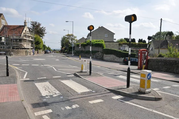 View of a zebra crossing on a street in an English city