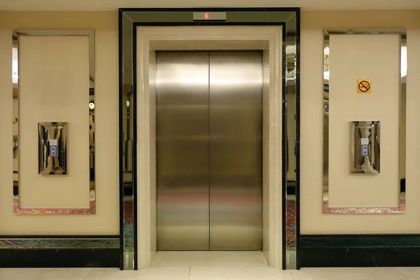 elevator metal door, background, interior