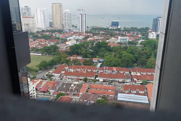 Flygfoto Över Staden Georgetown Malaysia April 2019 Moderna Skyskrapor Och — Stockfoto