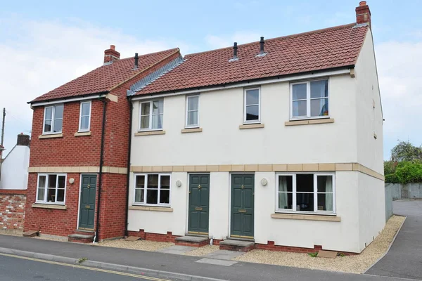 Vista Exterior Casas Adosadas Una Calle Una Urbanización Una Ciudad — Foto de Stock