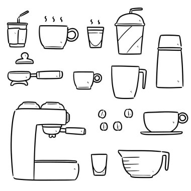 vektör kümesi kahve çizgi filmi