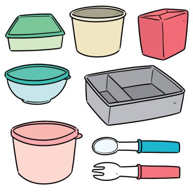 vektör set gıda kabı