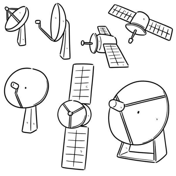 Vector Set Satellite Satellite Dish — Stock Vector