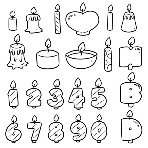 Vector Set Birthday Candle — Stock Vector