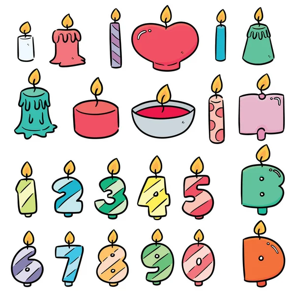 Vector Set Birthday Candle — Stock Vector