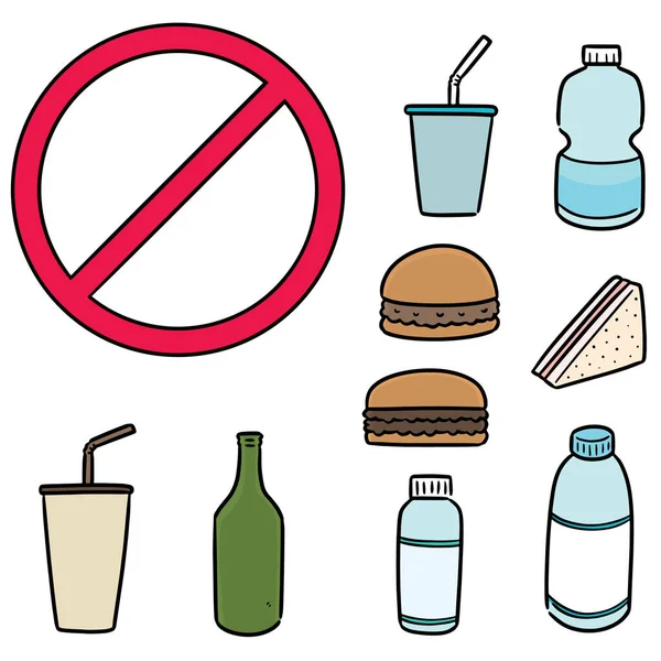 vector set of no food and drink sign