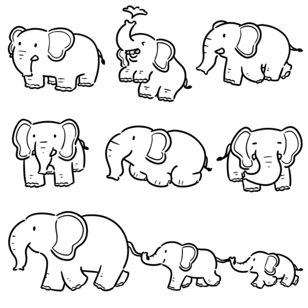 Vector Conjunto Elefante — Archivo Imágenes Vectoriales