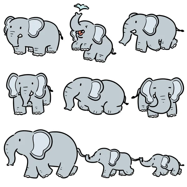 Vektor Set Von Elefanten — Stockvektor