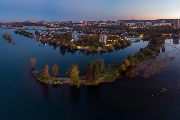 Pemandangan Udara Taman Tepi Sungai Angara Kota Irkutsk Stok Gambar