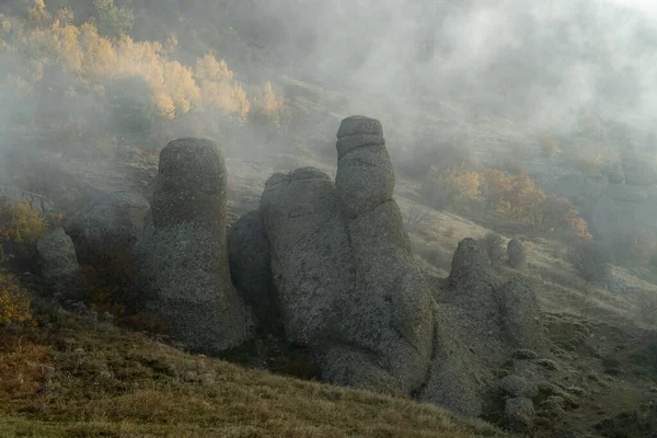 Kamenné Pilíře Údolí Duchů Krym — Stock fotografie