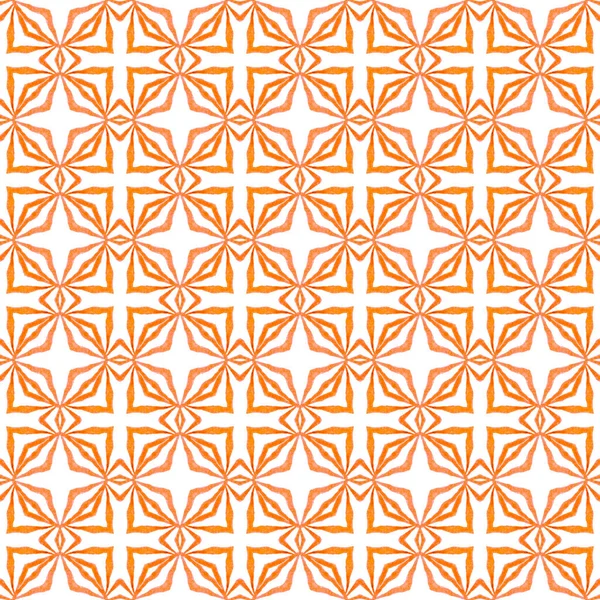 Watercolor Ikat Repeating Tile Border Orange Modern Boho Chic Summer — Stock Photo, Image