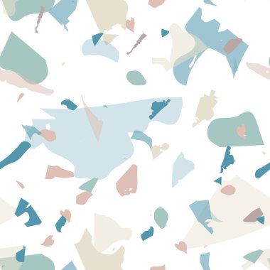 Terrazzo kusursuz desen. Mavi klasik döşeme dokusu. Terrazzo pürüzsüz desenli, serin renklerde. Doğal taşlardan, granitten, kuvarstan, mermerden, betondan yapılmış arkaplan. 