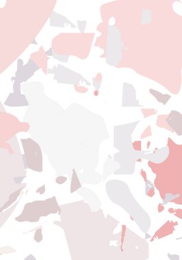 Terrazzo modern soyut şablon. Klasik İtalyan döşemesinin pembe ve gri dokusu. Taşlardan, granitten, kuvarstan, mermerden, betondan yapılmış arka plan. Venedik terrazzo trend vektör arkaplanı