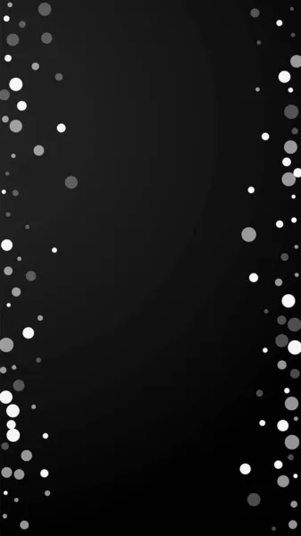 白色点圣诞背景 淡淡的飞雪在黑色的背景上闪烁着星星 可敬的冬季银片覆盖模板 吸引人的垂直插图 — 图库矢量图片